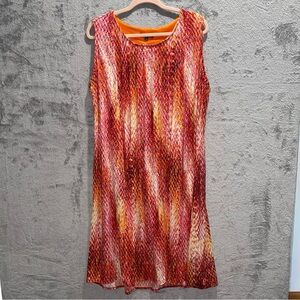 Glamour Stretchy Red Orange Sleeveless Midi Sheath Dress Size 20W